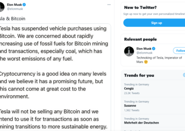 Elon Musk on Twitter Tesla Bitcoin
